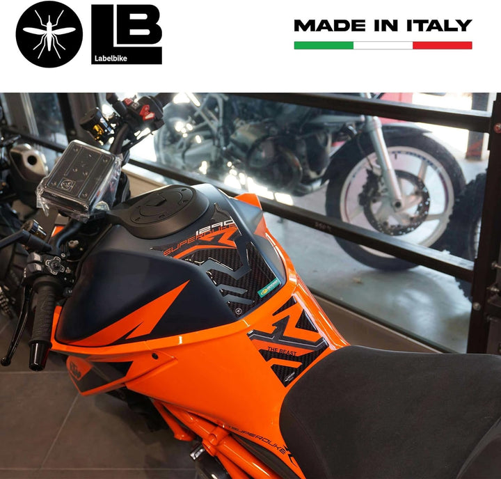 labelbike - 3D Aufkleber Tank PAD kompletter Tankschutz kompatibel mit KTM 1290 Super Duke R 2021 Mo