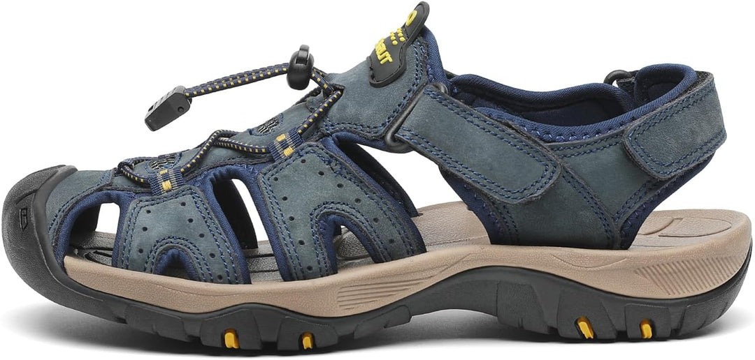 FLARUT Sandalen Herren Outdoorsandalen Trekkingsandalen Wander | Echtleder,Geschlossene Zehe,Rutschf