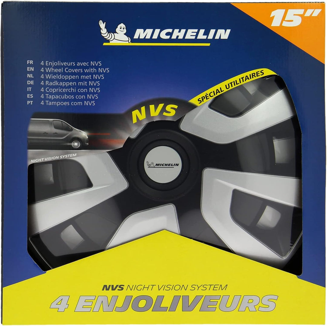 MICHELIN Lot de 4 enjoliveurs - 15' - NVS spécial utilitaires Schwarz (3D Black Edition) 15", Schwar