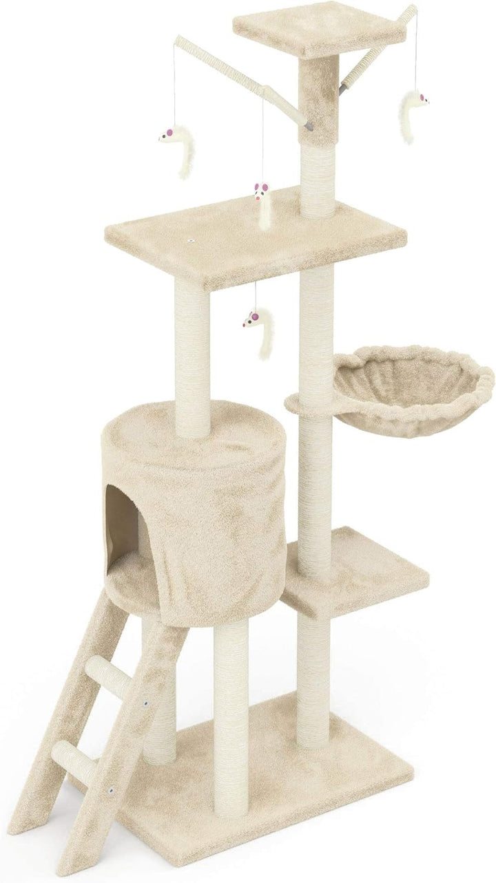 Beltom® KRATZBAUM KATZENKRATZBAUM KLETTERBAUM KATZENBAUM SPIELBAUM 140 cm. Park Spiele - Beige, Beig