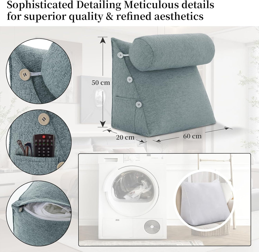 Lesekissen für Bett &amp; Sofa – Ergonomisches Rücken- und Lendenstützkissen mit Stützwinkel, Keilkissen