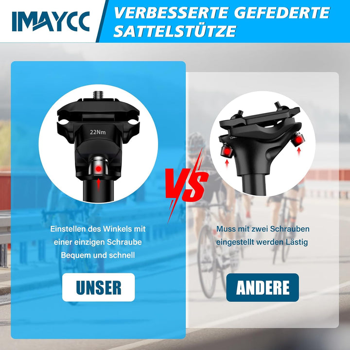 IMAYCC Sattelstütze Gefedert, Premium Gefederte Sattelstütze, Federsattelstütze [27,2 / 30,9 / 31,6m
