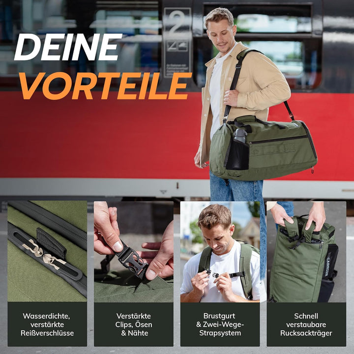 Sporttasche [RECYCELTES PET] 50L – Gym Bag und Rucksack in Einem – wasserdichte Trainingstasche Herr