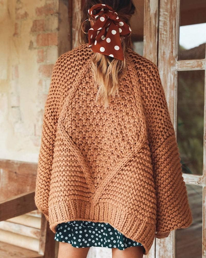 Cicy Bell Damen Strickjacken Cardigan Lose Laternenärmel Elegante Übergrosse Pullover S Khaki, S Kha