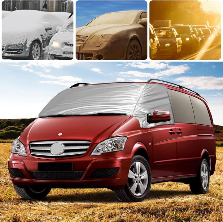 Externe Thermo Scheibenabdeckung passend für Mercedes-Benz Viano/Vito W639 2003-2014, Luxus Silber W