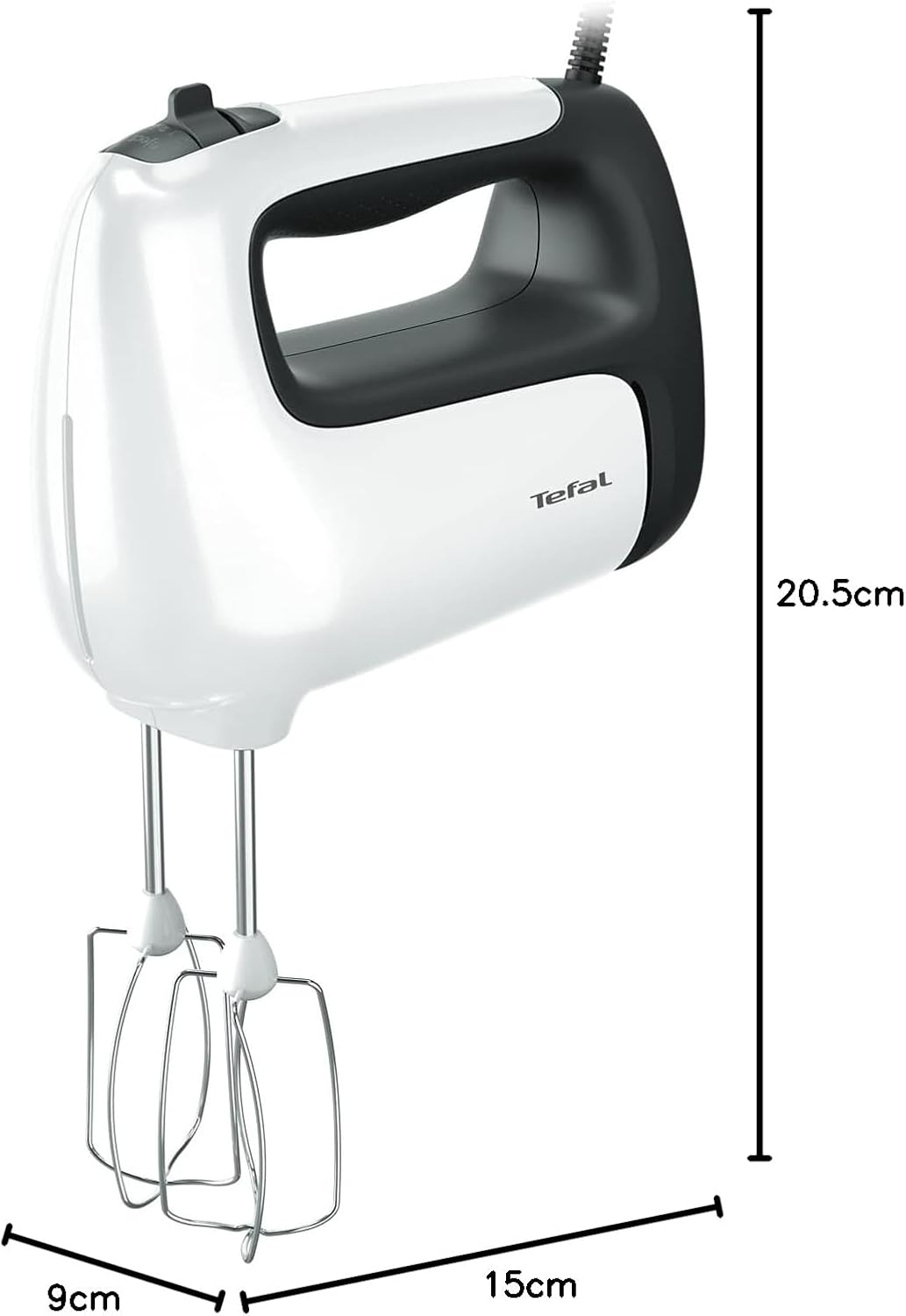 Tefal HT4601 Prep'Mix Handmixer, Kunststoff, Stahl, 500 W, Weiss/Graphit