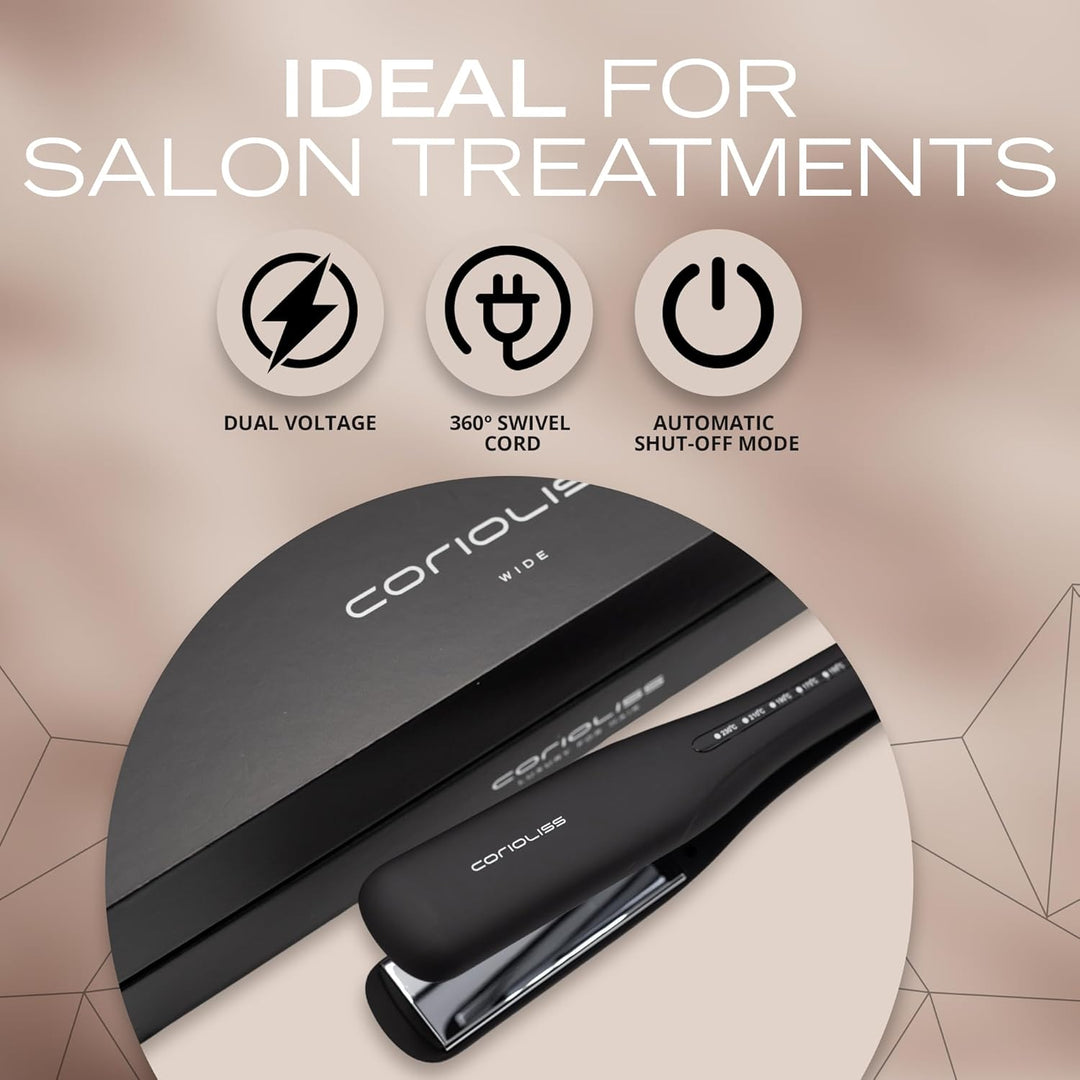 Corioliss WIDE | Glätteisen | Extra Breite Titanplatten Anti Frizz | Haarglätter Locken und Glätten