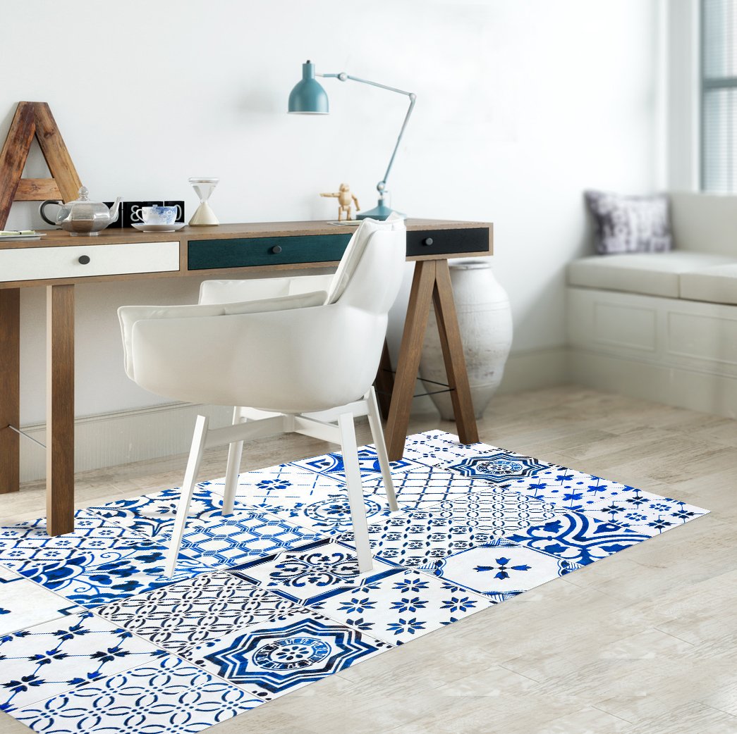 Viniliko Teppich Lissabon, Vinyl, blau, 66 x 100 x 3 cm 66x100x3 cm Blau, 66x100x3 cm Blau
