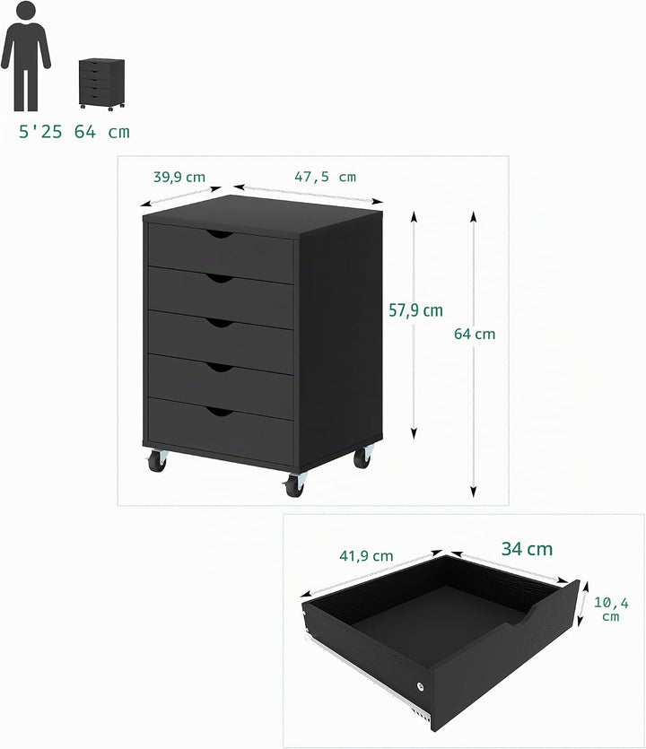 YITAHOME Rollcontainer, Mobiler Aktenschrank mit Riemenscheibe, Schliessfächer Haushalte für A4 Papi