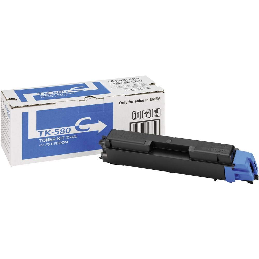 Kyocera TK-580C Toner Cyan, Original Tonerkartusche 1T02KTCNL0. Kompatibel für FS-C5150DN, Ecosys P6
