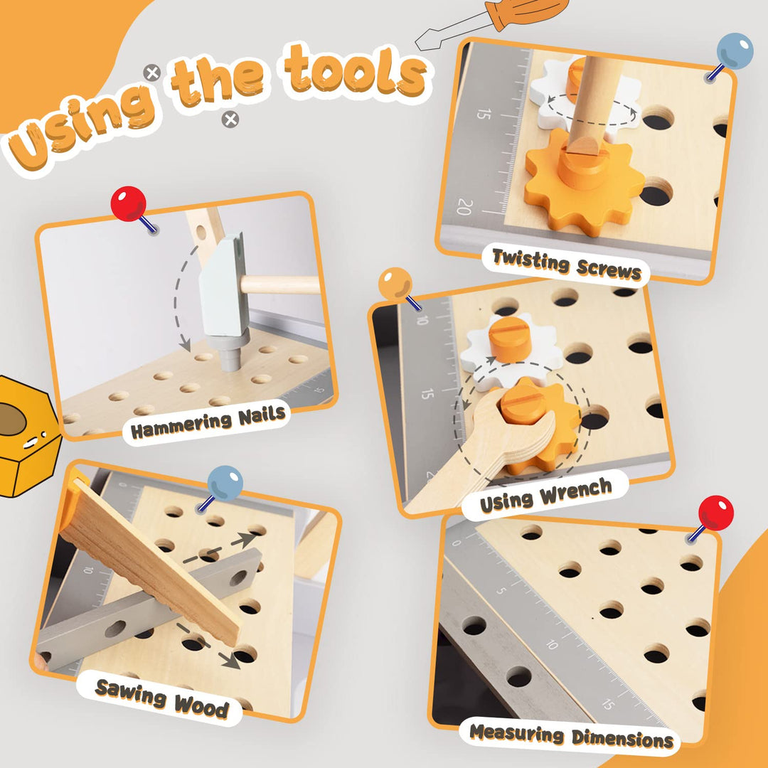 Labebe Lauflernwagen holz, Werkzeugbank für Kleinkinder, hölzerne Lauflernhilfe für Jungen und Mädch