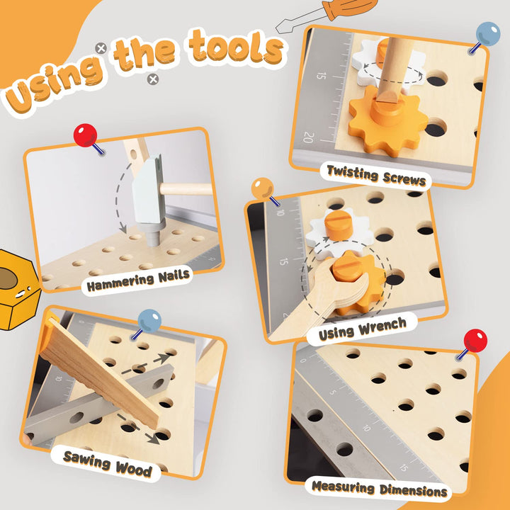 Labebe Lauflernwagen holz, Werkzeugbank für Kleinkinder, hölzerne Lauflernhilfe für Jungen und Mädch