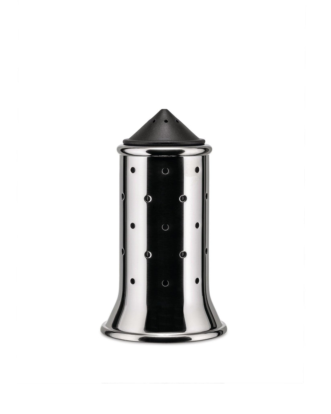 Alessi Salzstreuer aus Edelstahl mit Deckel und Verschluss aus PA,schwarz, 3 x 7 x 10 cm, Schwarz