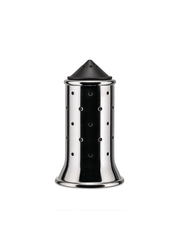 Alessi Salzstreuer aus Edelstahl mit Deckel und Verschluss aus PA,schwarz, 3 x 7 x 10 cm, Schwarz