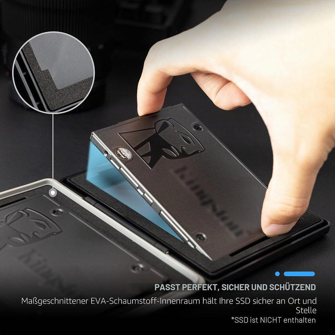JJC SSD Speicherkarten Etui Tasche Aufbewahrung für 2,5 Zoll interne Solid State Drive, Wasserdicht