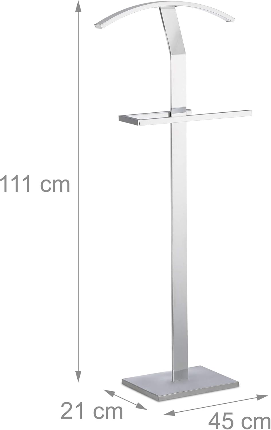 Relaxdays Herrendiener, Kleiderständer aus Metall, Stummer Diener freistehend, Kleiderbutler, HBT: c