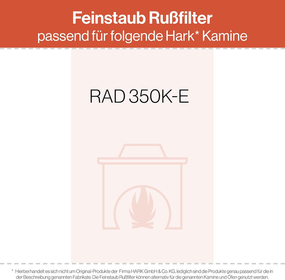 Feuerfest 123 - Feinstaubfilter Kaminofen 547x213x25 mm, Kompatibel mit Hark, 4-teilig, Feinstaub Ru