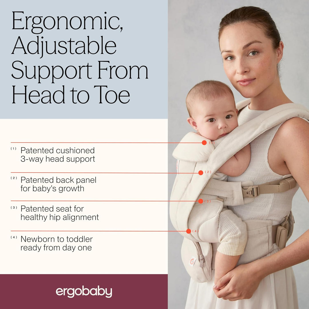 Ergobaby Omni Deluxe All-in-One Babytrage für Neugeborene ab Geburt bis 20kg, Ergonomische 4 Positio
