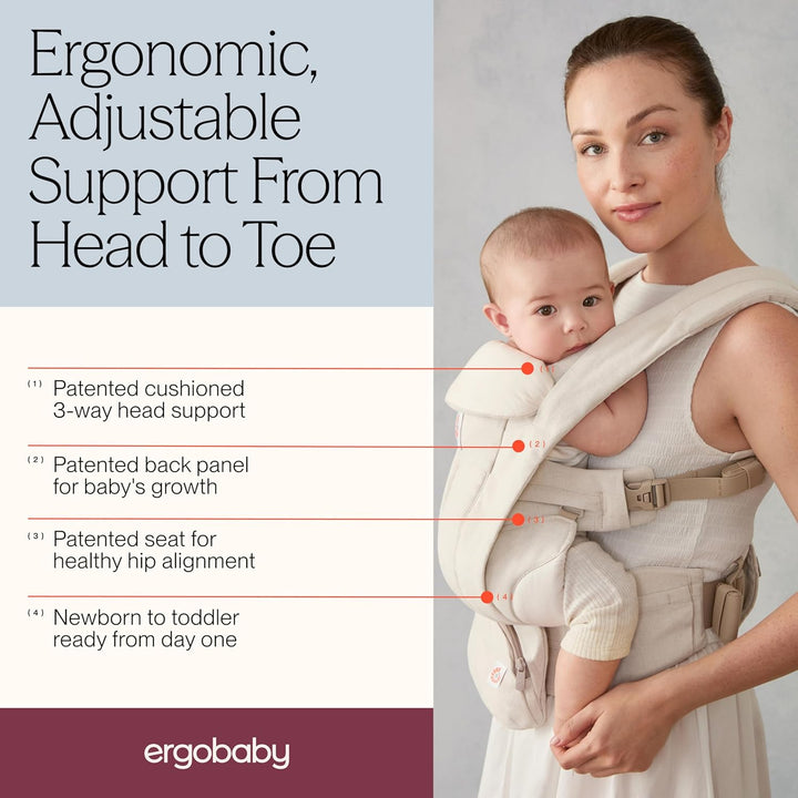 Ergobaby Omni Deluxe All-in-One Babytrage für Neugeborene ab Geburt bis 20kg, Ergonomische 4 Positio