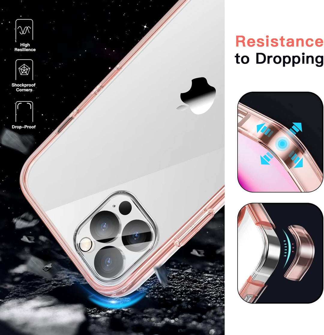 JETech 5 in 1 Hülle für iPhone 12 Pro 6,1 Zoll, mit 2 Stück Schutzfolie und 2 Stück Kameraschutz, Fu