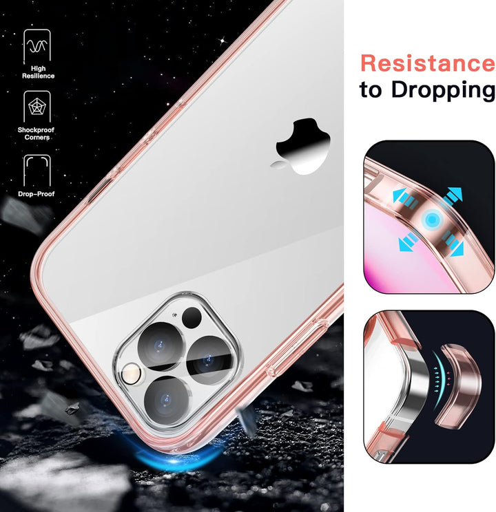 JETech 5 in 1 Hülle für iPhone 12 Pro 6,1 Zoll, mit 2 Stück Schutzfolie und 2 Stück Kameraschutz, Fu