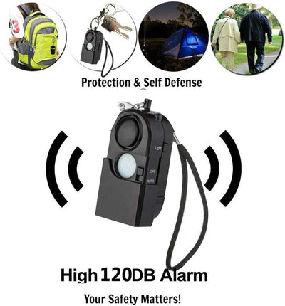 Sirenen, Taschenalarm【2 Stück 】 120 db Persönlicher Alarm mit LED Mini-Personenalarm-Infrarotalar No