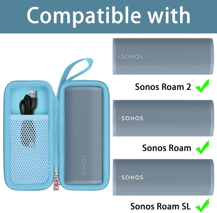 Khanka Hartschalen-Reiseetui Ersatz für Sonos Roam Bluetooth-Lautsprecher Blau, Blau