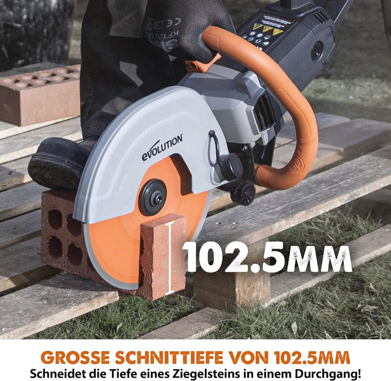 Evolution R255DCT 255 mm Betonsäge - kein Benzin, 102,5 mm Schnitt, inkl. Premium Diamantblatt, R255