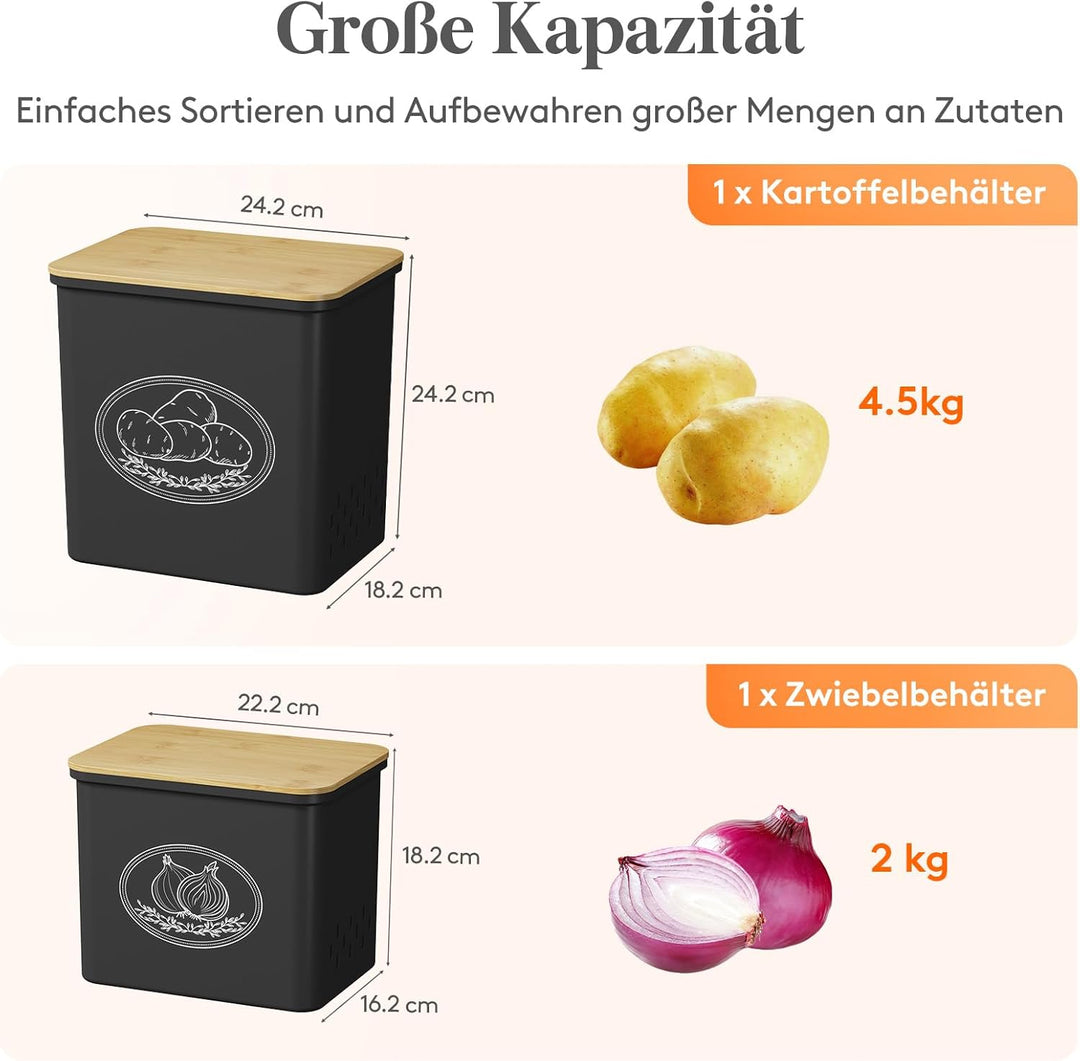 Lifewit Kartoffel Aufbewahrungsbox, 2er Set Grosse Kunttsoff Vorratsdosen für Kartoffel Zwiebel knob