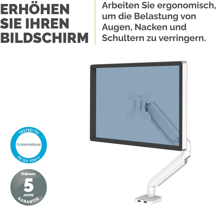 Fellowes Monitor Halterung für 1 Bildschirm bis 32 Zoll (81,28 cm) - Platinum Series Monitor Arm mit