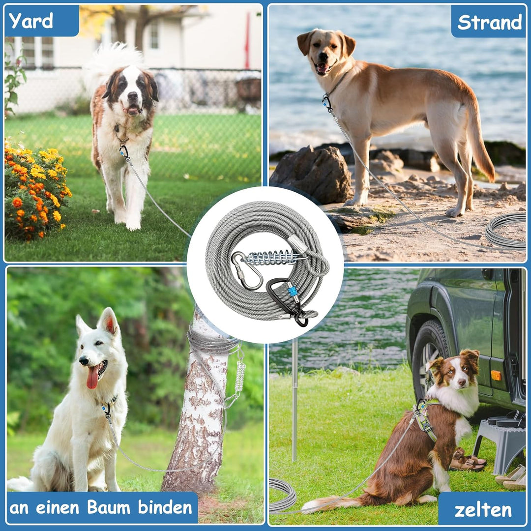 Hofleine für grosse Hunde,Tie Out Cables Leinen Hofleine für Hunde, stossdämpfender Feder,langlebige