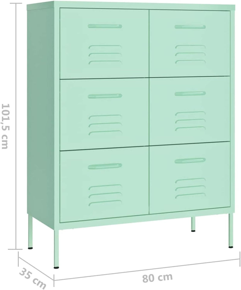 Gecheer Schubladenschrank, Kommode mit 6 Schubladen Sideboard Anrichte Mehrzweckschrank Metallschran