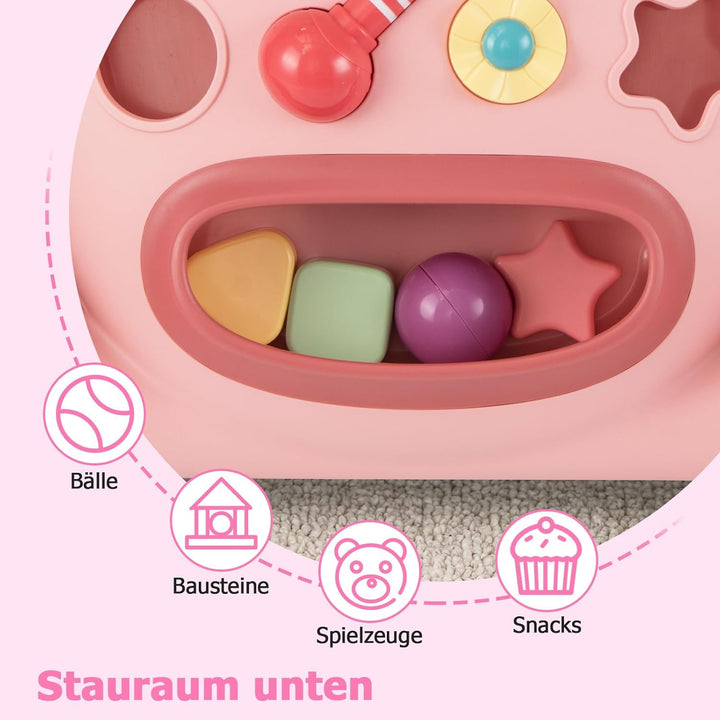 COSTWAY Lauflernwagen Baby, Lauflernhilfe mitovalem Spieler & Formen-Sortierer, Laufhilfe mit Rassel