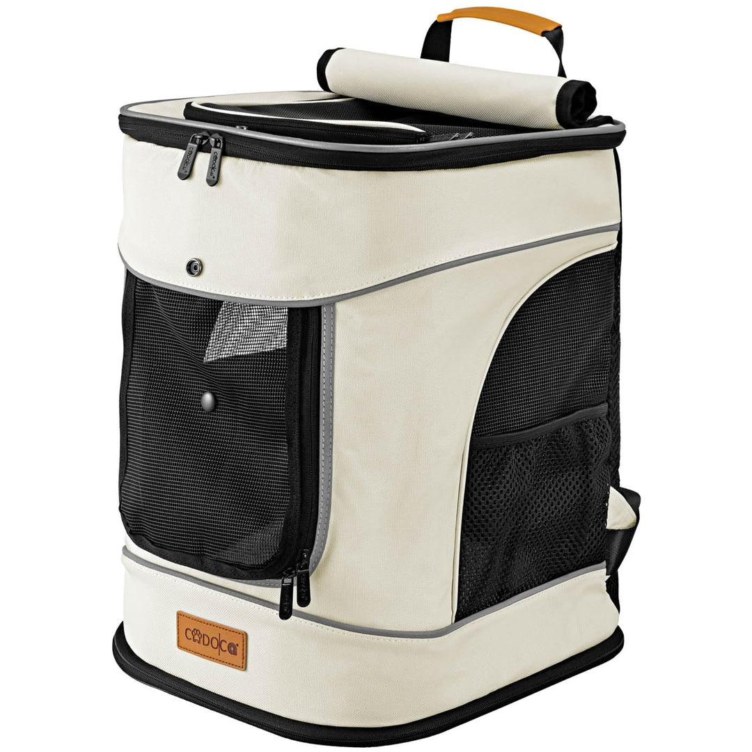 CADOCA® Haustierrucksack bis 12 kg verstellbare Gurte faltbar Kurzleine Haustier Tragetasche Katze H