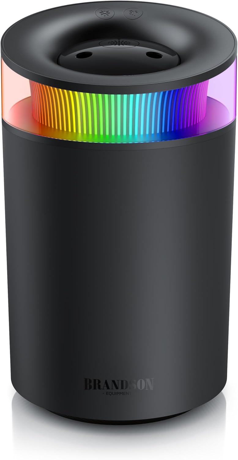 Luftbefeuchter 2,5 Liter leise - Aroma Diffuser klein - 7 LED Farben Stimmungslicht – 2 schaltbare D