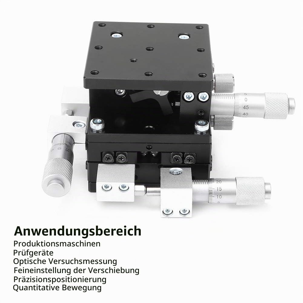 XYZ 3 Achsen Manueller Lineartisch，60x60mm Trimmplattform Abstimmschiebetisch Linearschiebetisch，Mik