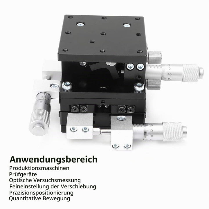 XYZ 3 Achsen Manueller Lineartisch，60x60mm Trimmplattform Abstimmschiebetisch Linearschiebetisch，Mik