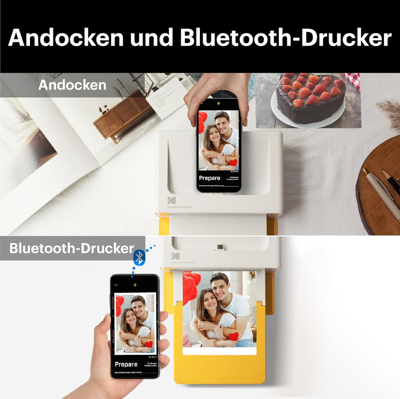 KODAK Dock Plus PD460 90 Stück Fotopapier & Zubehör, tragbarer Fotodrucker für Smartphones, Instant-