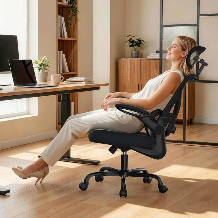 naspaluro Ergonomischer Bürostuhl mit Dynamischer Lordosenstütze, Schreibtischstuhl mit 3D-Kopfstütz