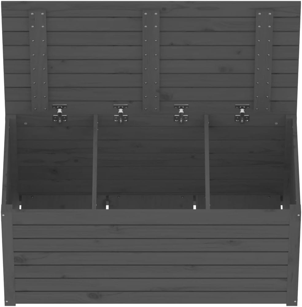 vidaXL Gartenbox Grau 101x50,5x46,5 cm Massivholz Kiefer 101 x 50.5 x 46.5 cm Grau, 101 x 50.5 x 46.