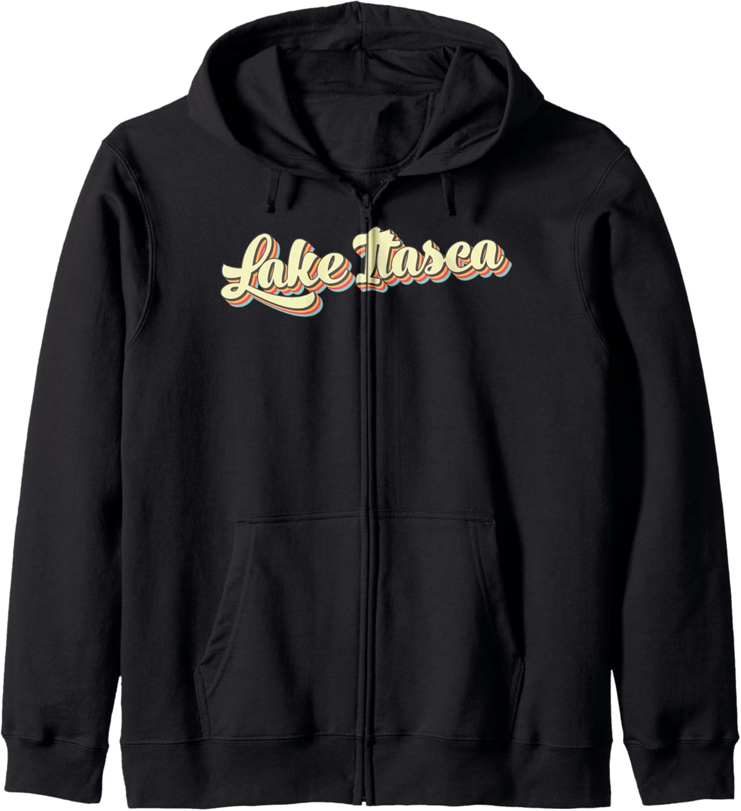 Lake Itasca T-Shirt Retro Art Baseball Schrift Vintage Kapuzenjacke