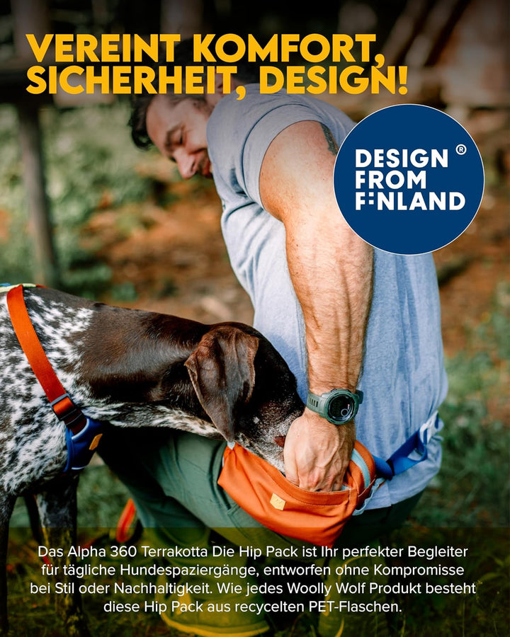 Woolly Wolf Alpha 360 Hip Pack Hüfttasche Terracotta Mix - Leckerlitasche für Hunde aus recyceltem M