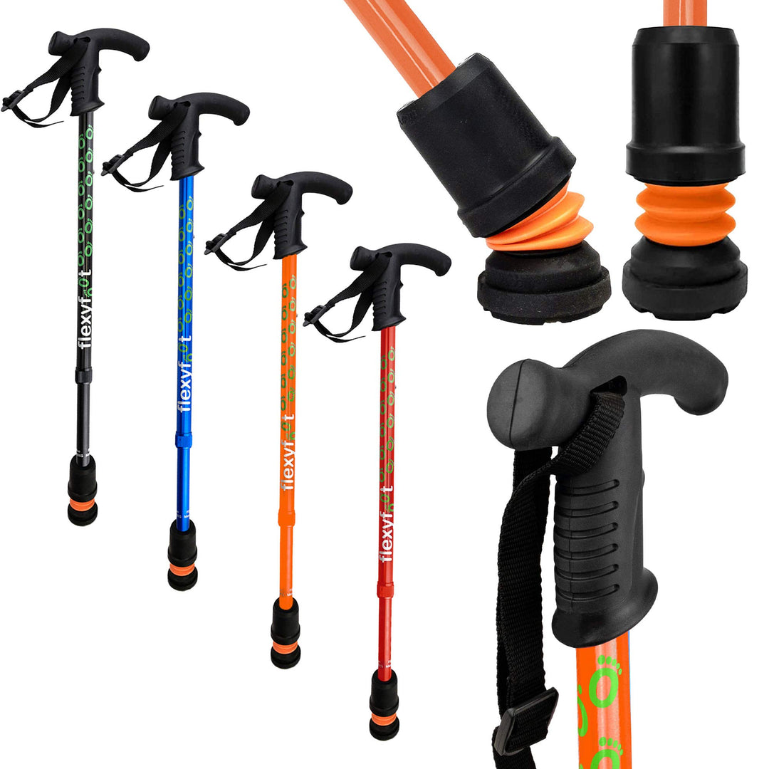 Flexyfoot stossdämpfender Gehstock mit Derby-Griff Orange, Orange