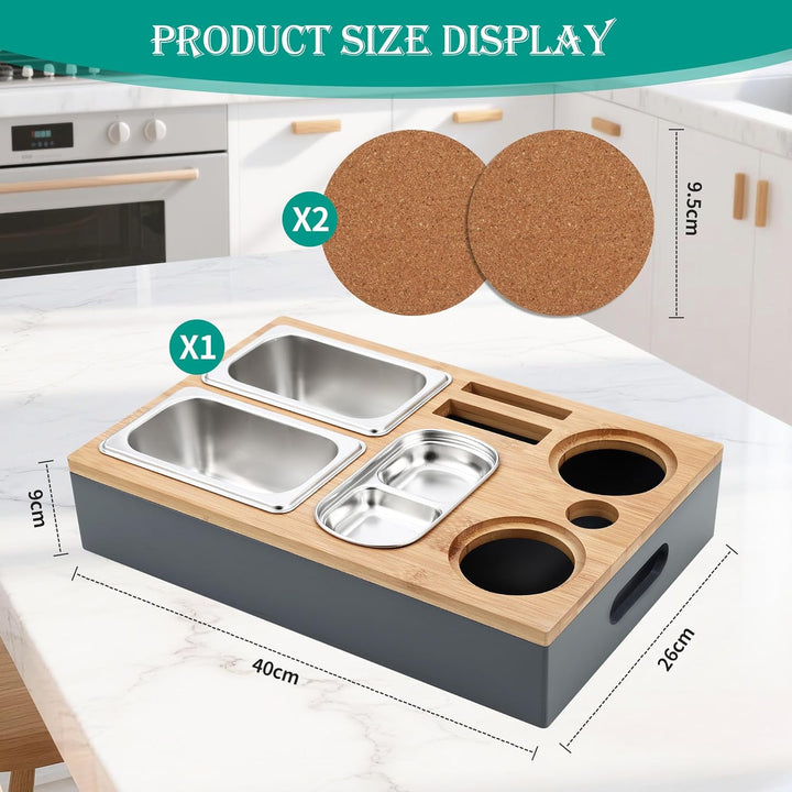 Couchbar Snackbox, Sofa Couch Tablett, Praktischer Sofatablett, mit Fächern, Abnehmbarer Deckel,mit