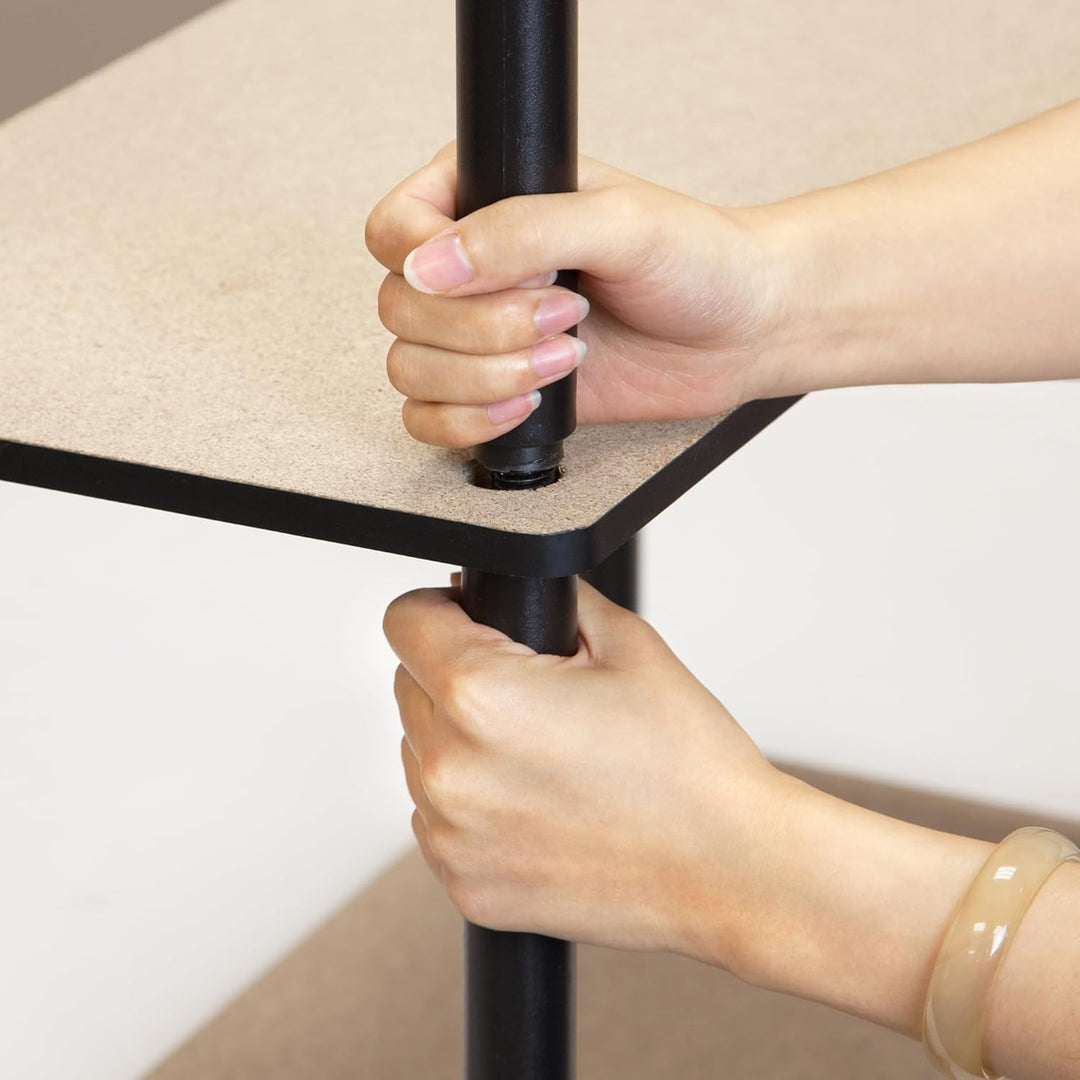 Furinno Regal mit 3 Ablageflächen, Eiche, Dunkle Kirsche/Schwarz, 75.18 x 75.18 x 29.46 cm Dunkle Ki