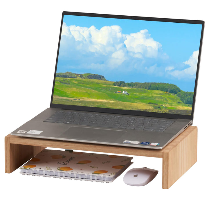 KIRIGEN Holz Monitorständer – Desktop Organizer für PC/Laptop/TV/Drucker | Büro-Aufsatz mit Stauraum