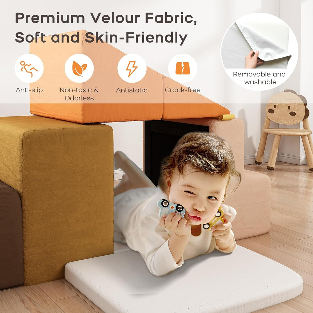 BanaSuper 6 STK Gross Schaumstoff Bausteine für Kinder, XXL Softbausteine Baby zum Klettern, Montess