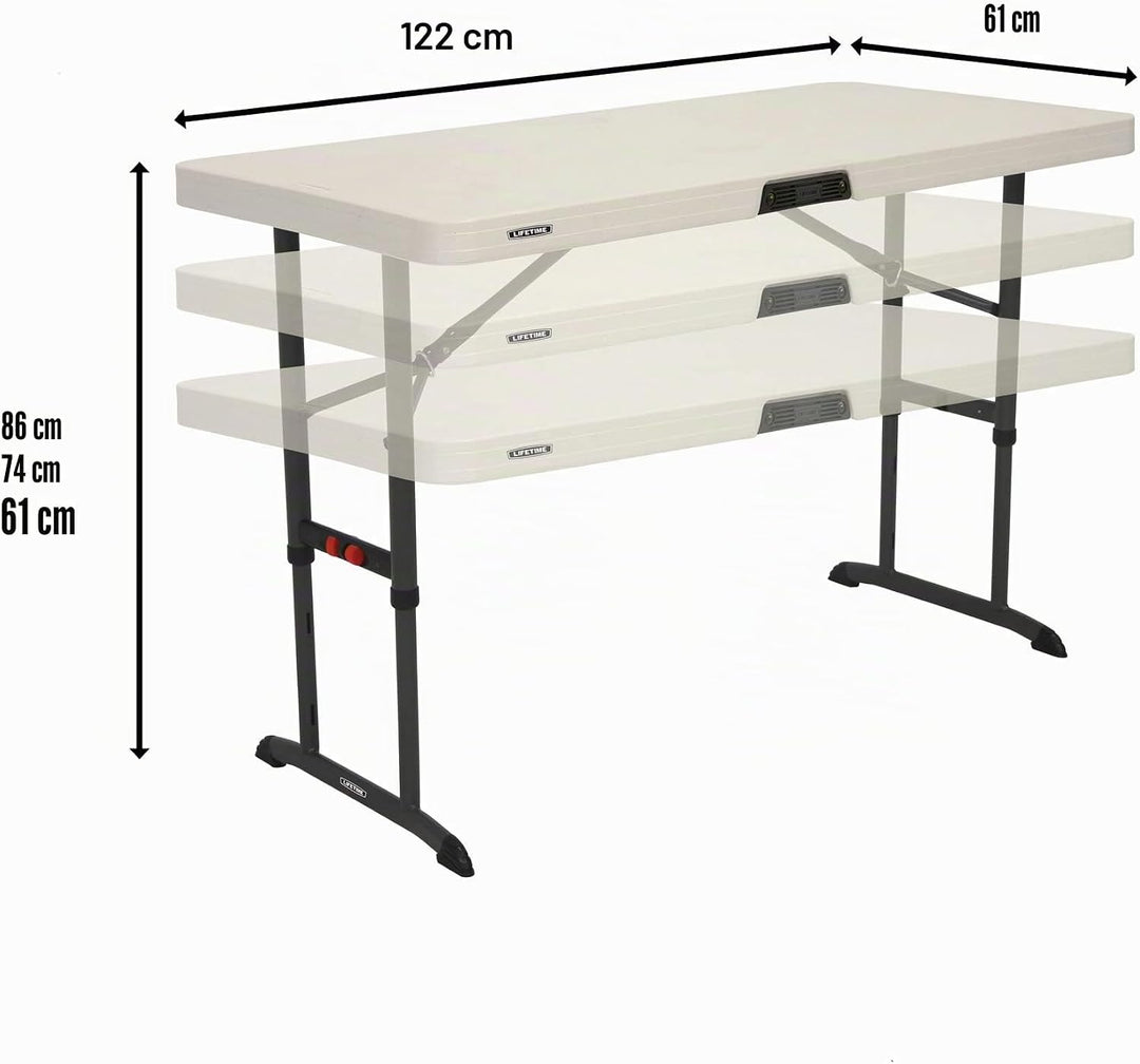 Lifetime Kunststoff Klapptisch & Campingtisch | 122x61x86 cm | Gartentisch & Falttisch Weiss, Commer