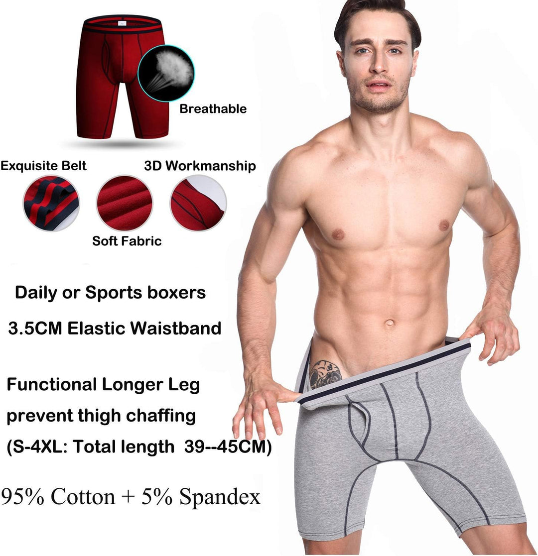 Nuofengkudu Herren Boxershort Langes Bein Sport Fitness Unterhosen Männer Unterwäsche Retroshorts Pa