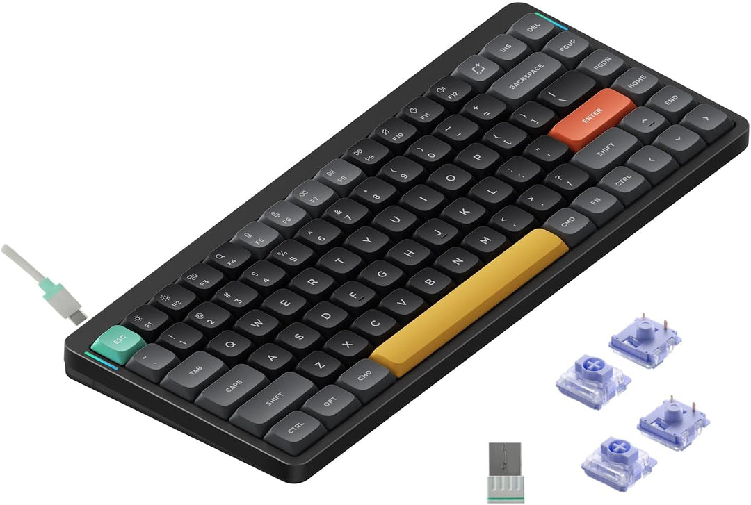 nuphy Air75 V2 Kabellose mechanische Tastatur, 84 Tasten RGB Hot-Swap Tastatur, unterstützt Bluetoot
